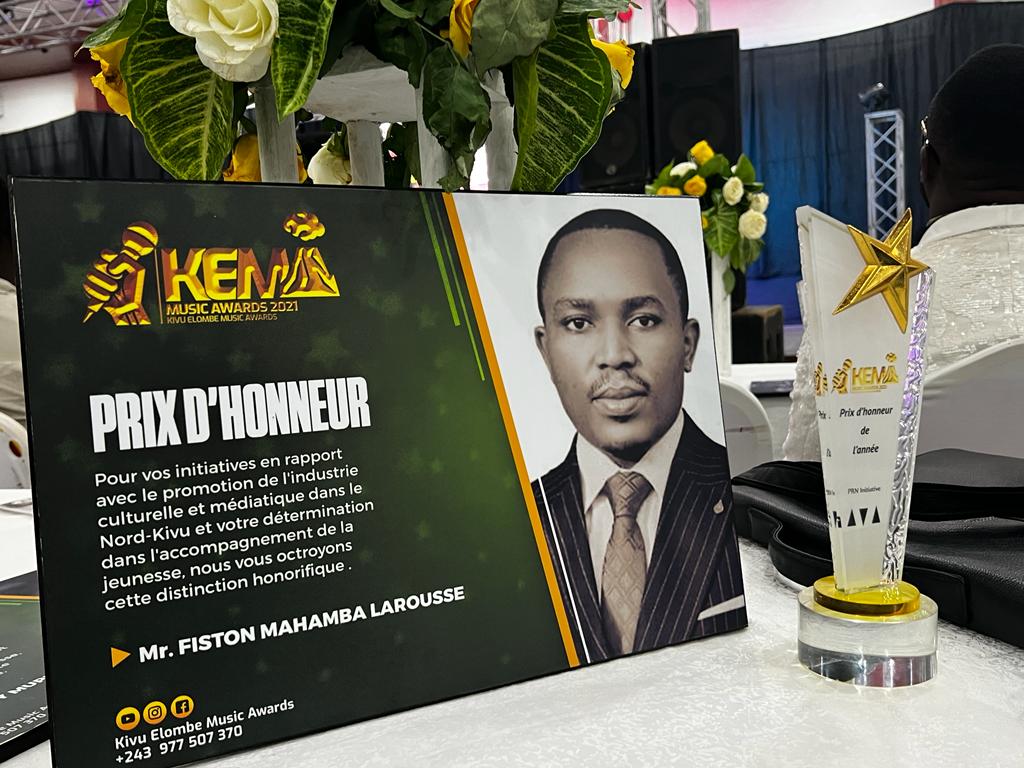 KEMA Awards 2021 : Fiston Mahamba Larousse honoré pour la promotion de l’industrie culturelle et médiatique au Nord-Kivu