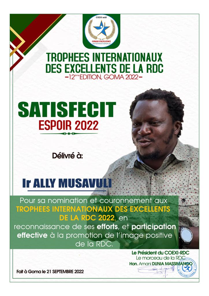 RDC : Ally Musavuli couronné aux trophées internationaux des excellents